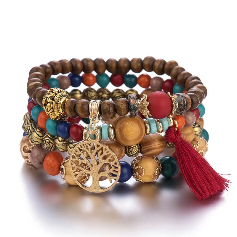 Women'S Ysl Fashion - Ensemble de 4 bracelets Boho Tree