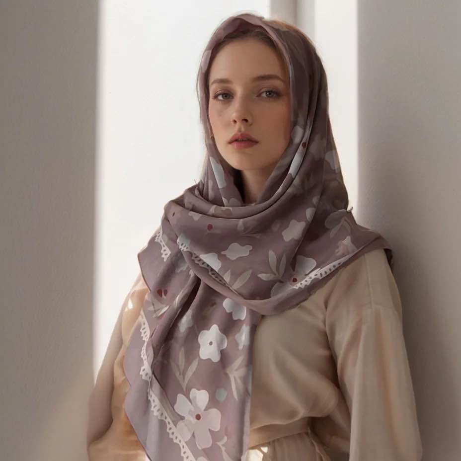 Women Fashion Malaysia - Foulard Carré Imprimé Floral Malaisien pour