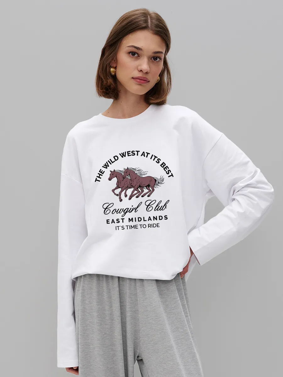 Women'S Fashion Wild West - T-shirt à manches longues 100% coton