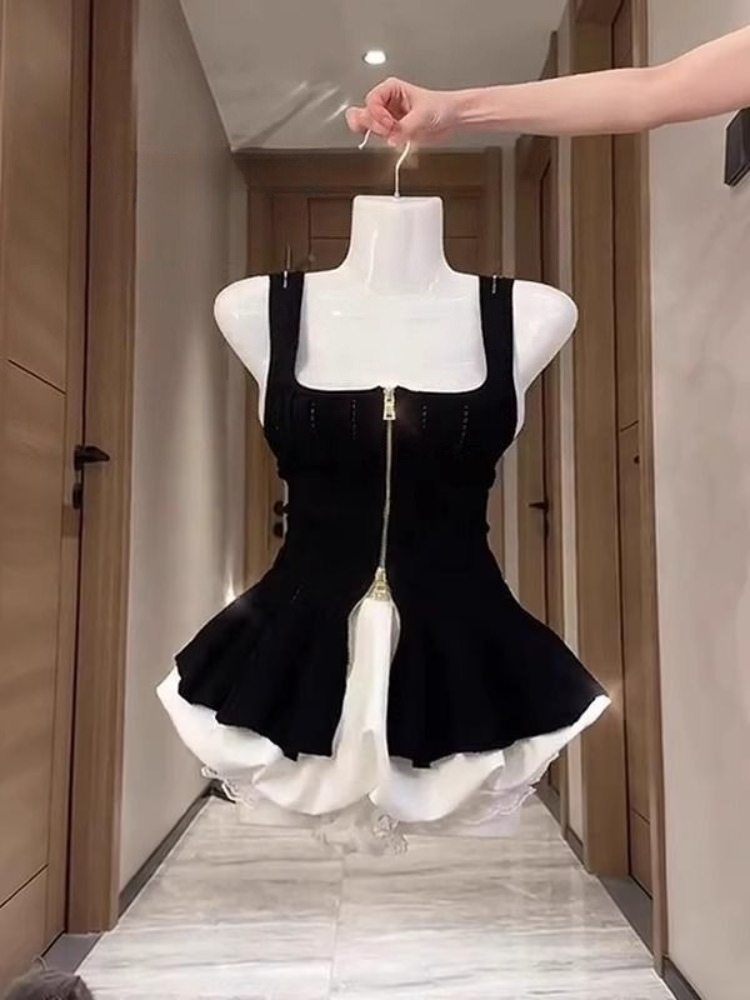 V Neck Cami Top - Ensemble deux pièces gothique d'été pour