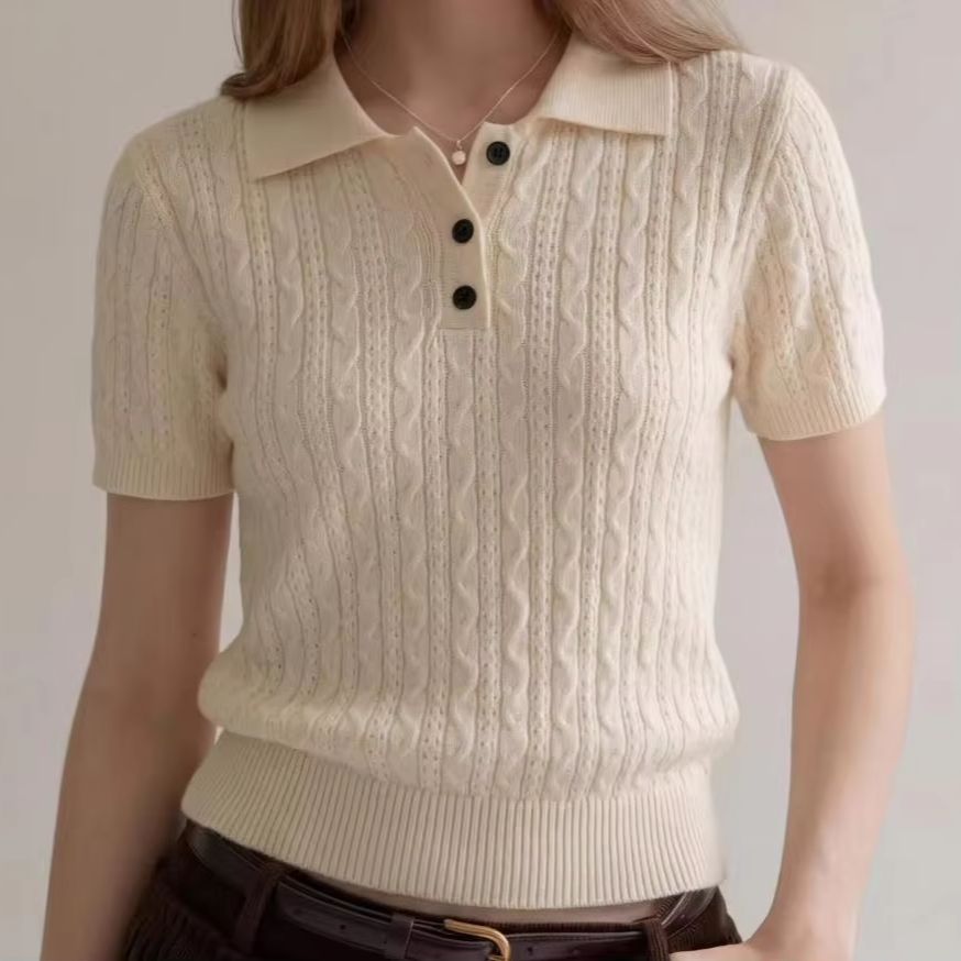 Polo en maille torsadée style  - Women Fashion Styles avis et prix