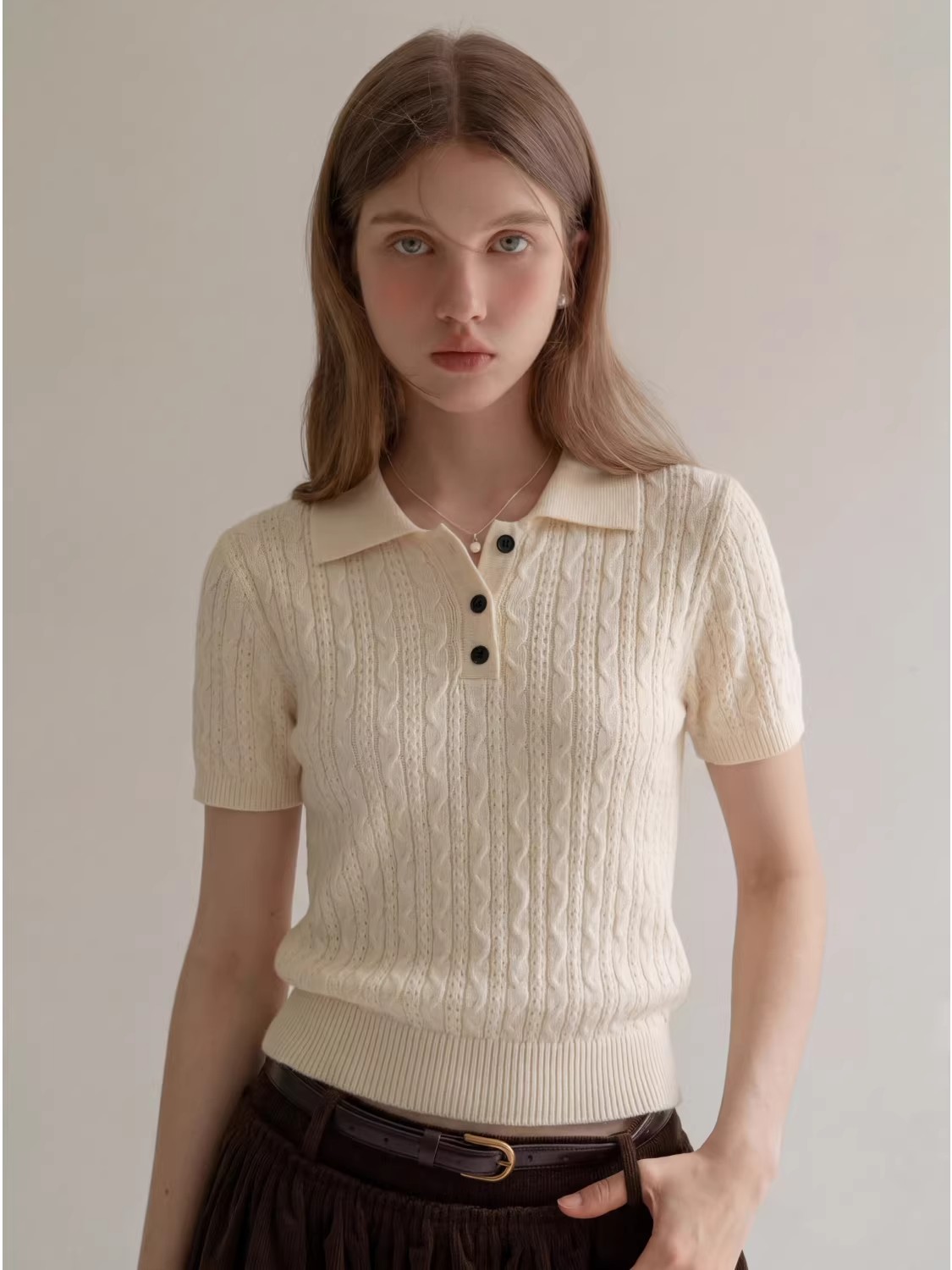 Polo en maille torsadée style  - Women Fashion Styles avis et prix