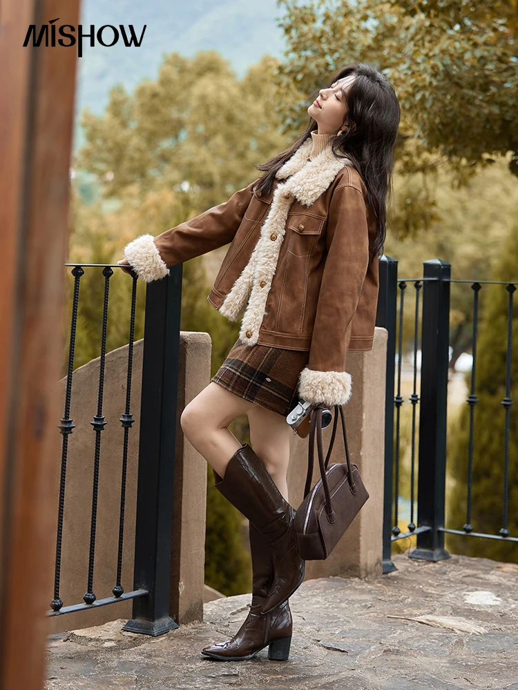 MISHOW-Veste en fourrure de cu - Women'S Fashion Leather Jacket avis et prix