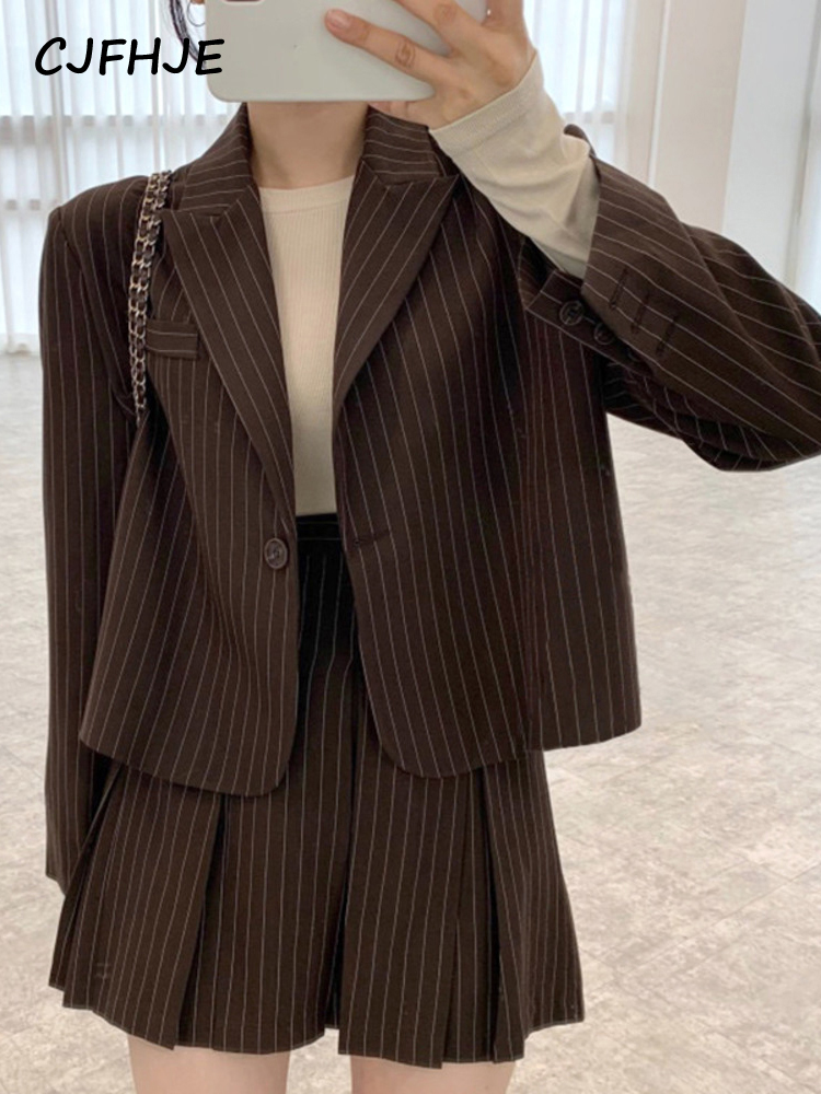 CJFHJE-Blazer à rayures cranté - Women'S Fashion Leather Jacket avis et prix