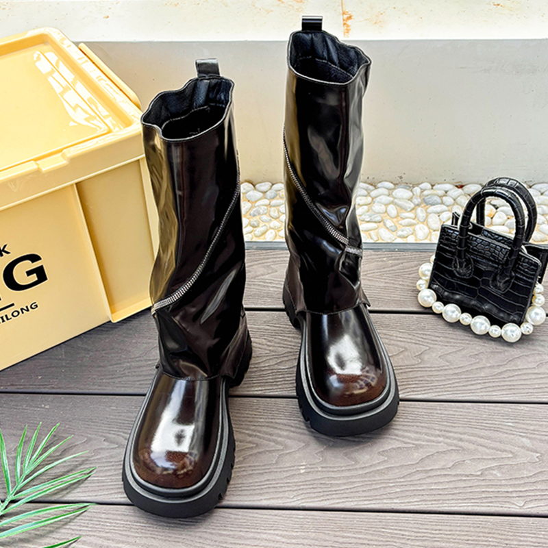 Chaussures en cuir à plateform - Women'S Fashion Boots 2025 avis et prix