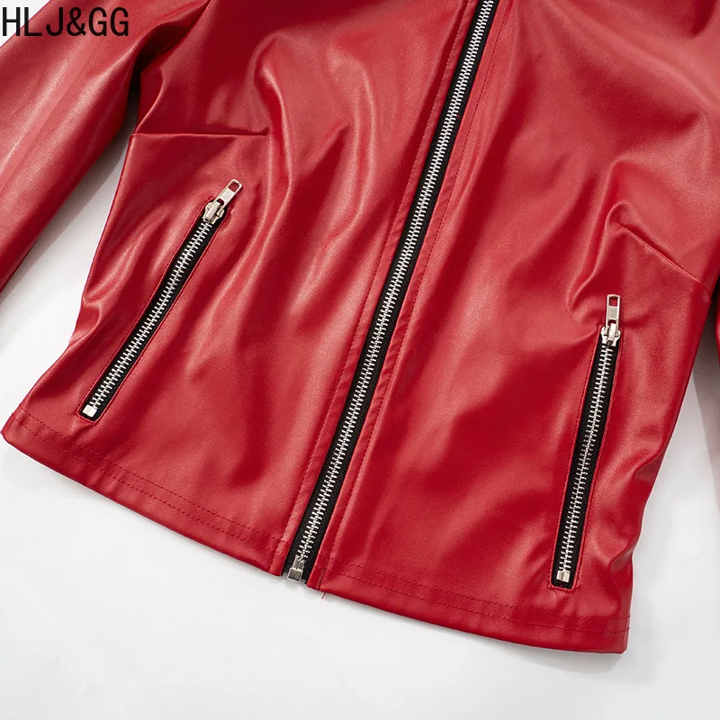 HLJ & 227-Veste zippée en cuir - Women'S Fashion Leather Jacket avis et prix