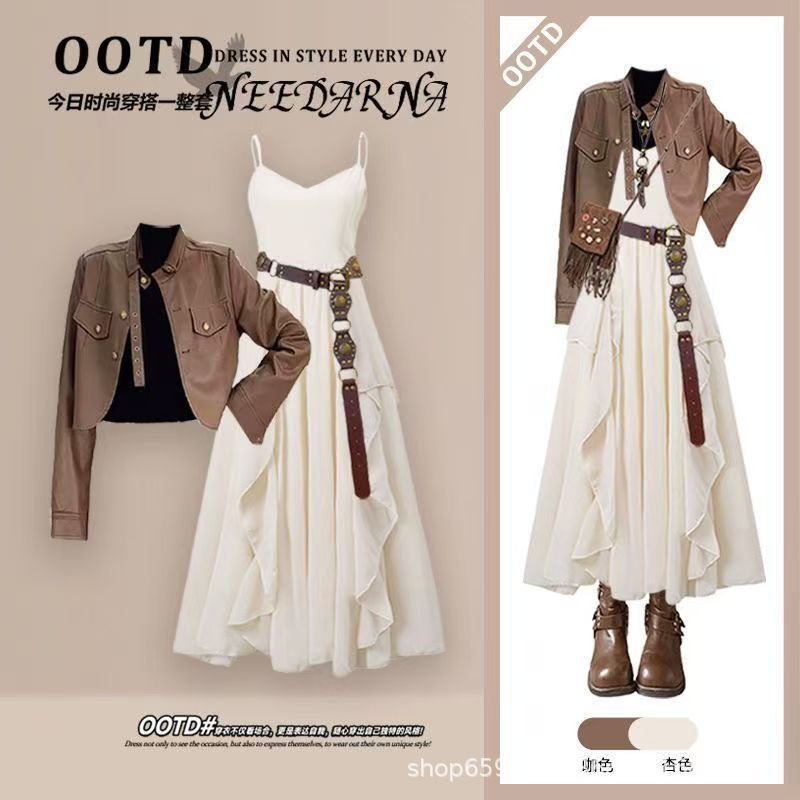 Mode femmes ensemble printemps - Women'S Fashion Leather Jacket avis et prix