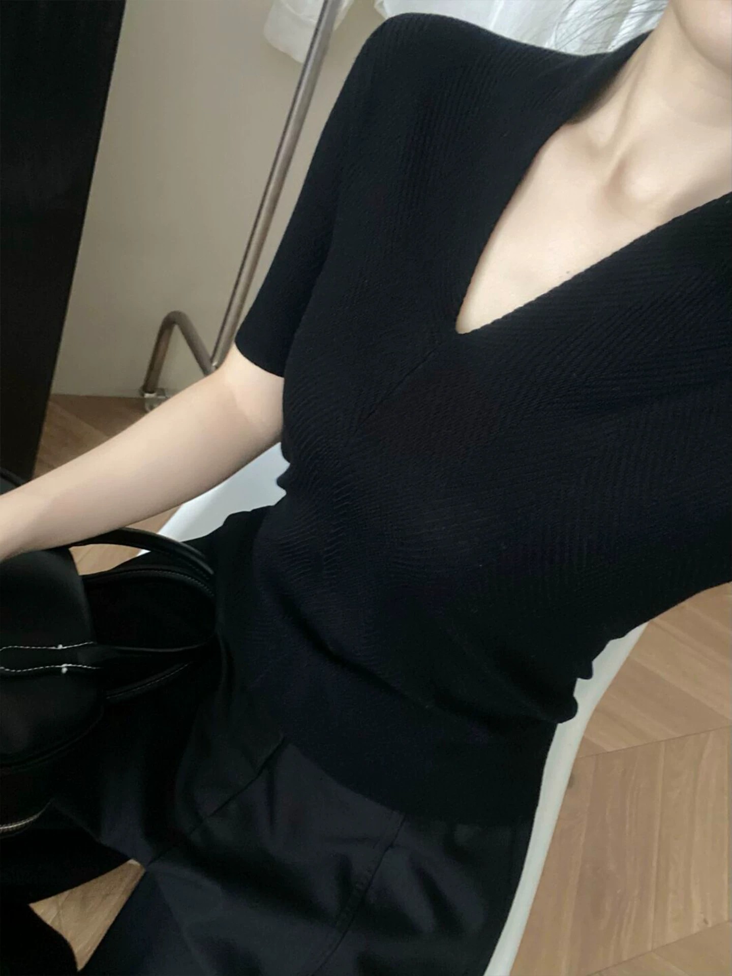 T-shirt en maille blanc col en - Women Fashion Styles avis et prix