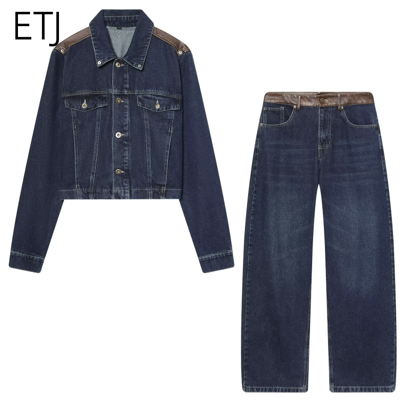 Ensemble veste en jean et pant - Women'S Fashion Leather Jacket avis et prix
